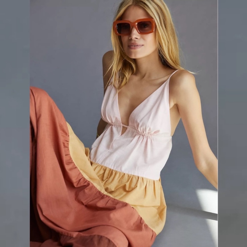 New By Anthropologie Colorblock Maxi Dress Size L - Picture 6 of 15